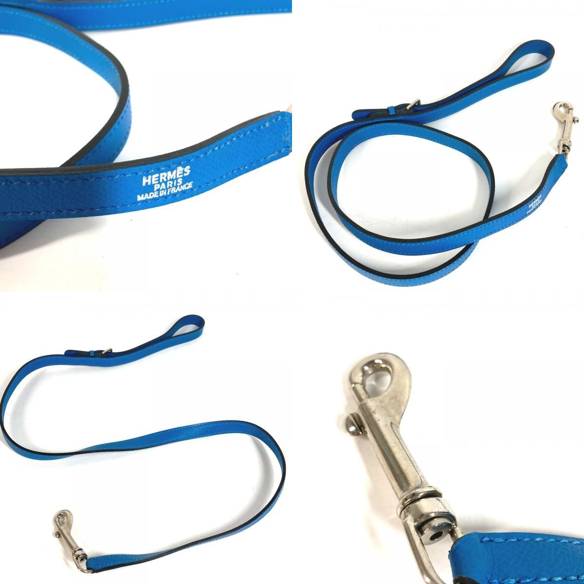 Hermes Dog Collar Color &tall Set Pair Leather Blue Pet Accessory — view 8