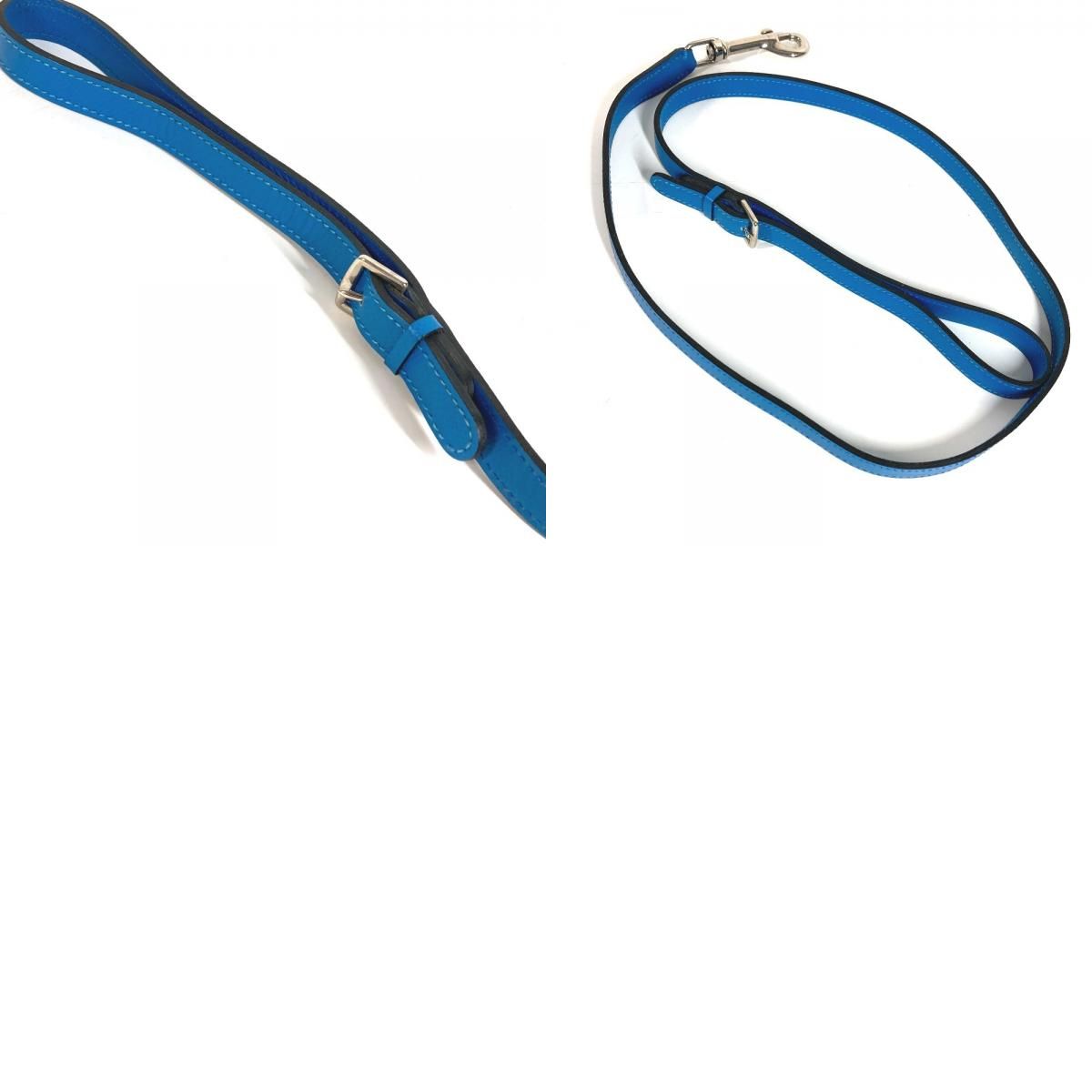 Hermes Dog Collar Color &tall Set Pair Leather Blue Pet Accessory — view 9