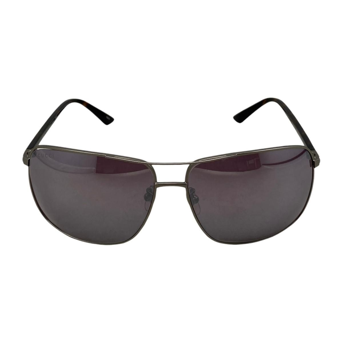 Gucci Sunglasses Double Bridge Logo Tortoiseshell Pattern Brown Silver Eyewear — view 3