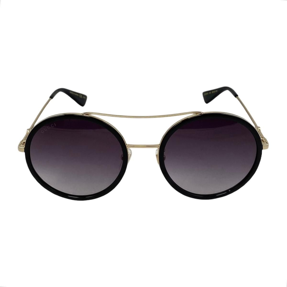Gucci Sunglasses Double Bridge Logo Bi Black Gold Eyewear — view 3