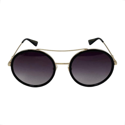 Gucci Sunglasses Double Bridge Logo Bi Black Gold Eyewear — view 3