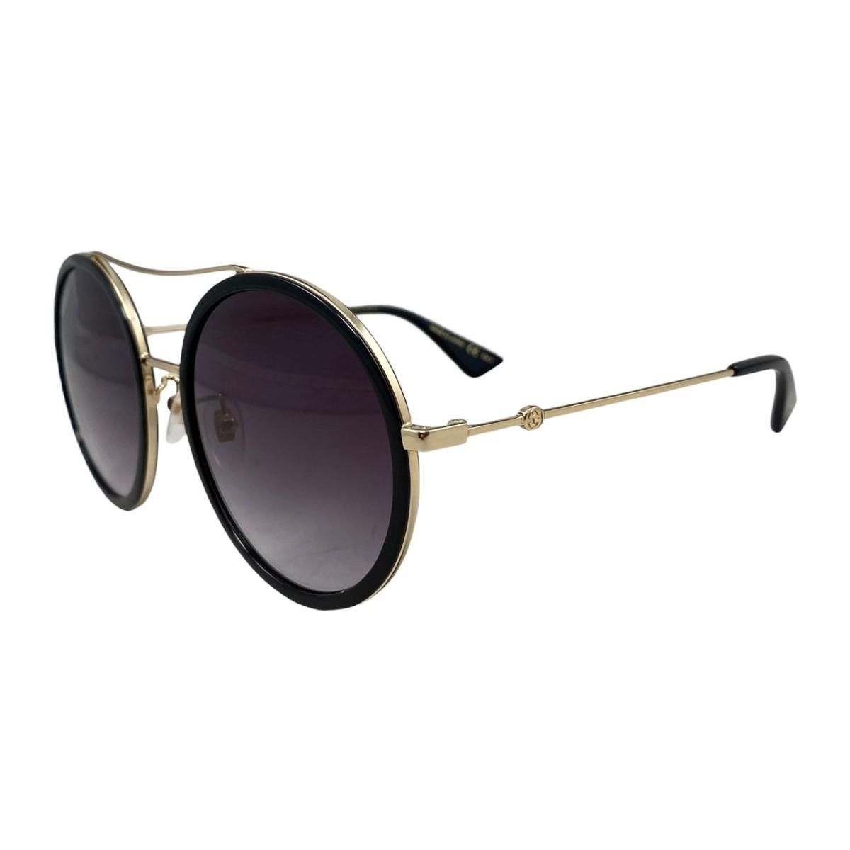 Gucci Sunglasses Double Bridge Logo Bi Black Gold Eyewear