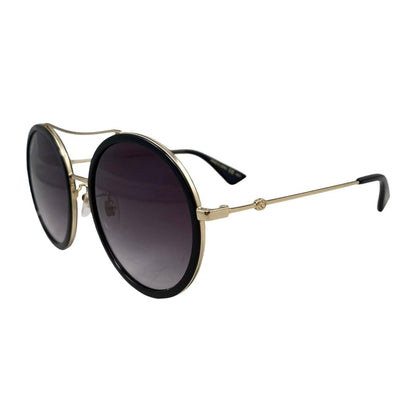 Gucci Sunglasses Double Bridge Logo Bi Black Gold Eyewear