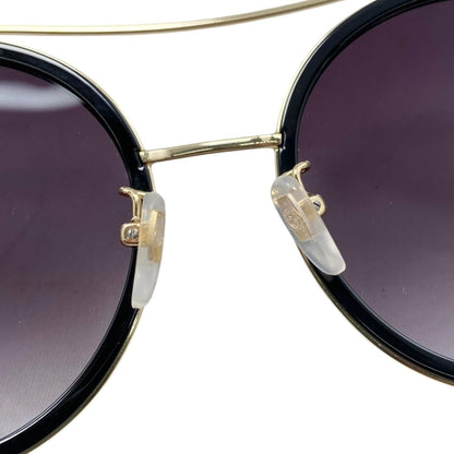 Gucci Sunglasses Double Bridge Logo Bi Black Gold Eyewear — view 7