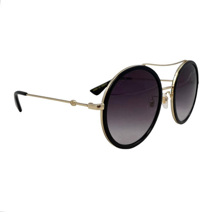 Gucci Sunglasses Double Bridge Logo Bi Black Gold Eyewear — view 2