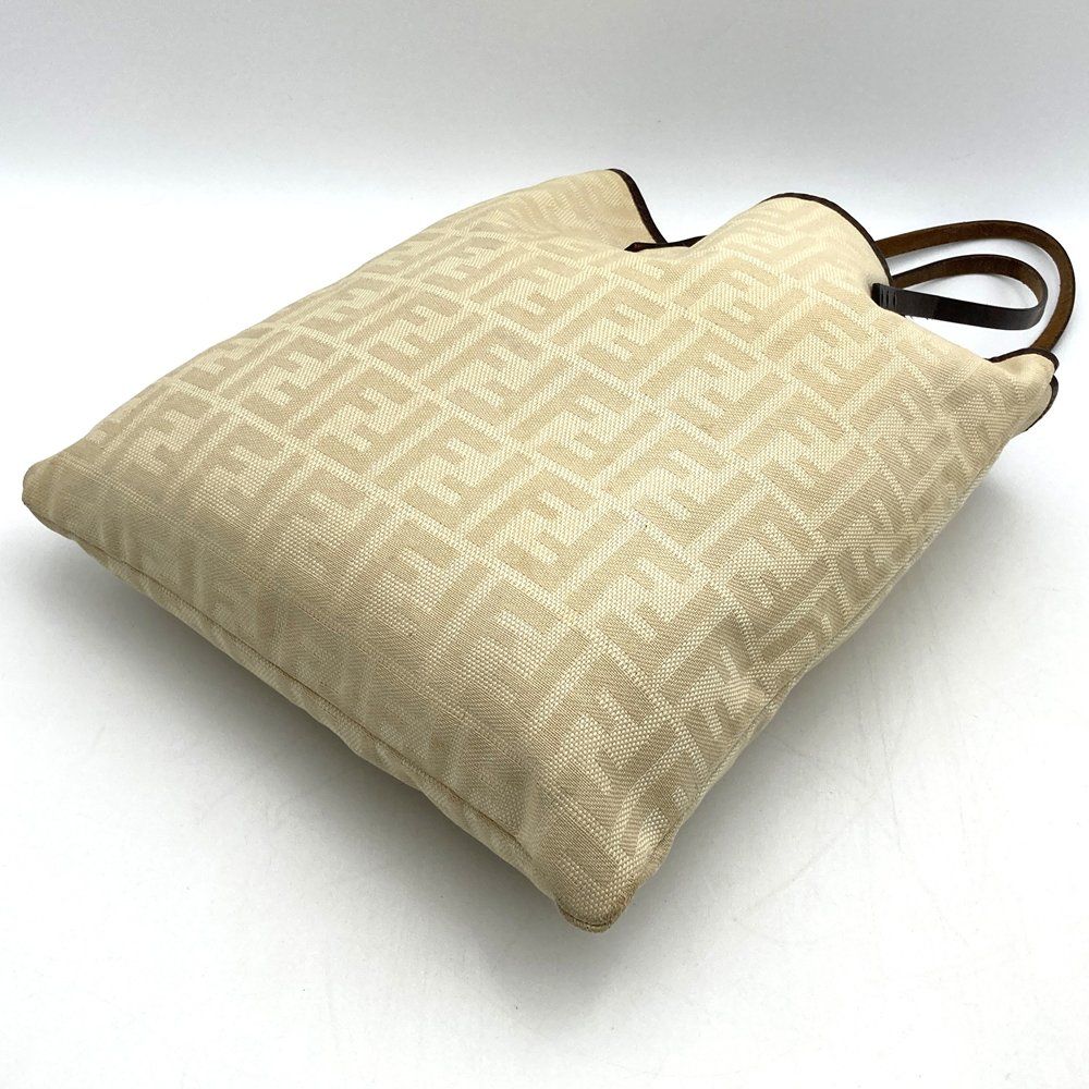 Fendi Zucca Tote Canvas Leather Beige Ivory — view 2