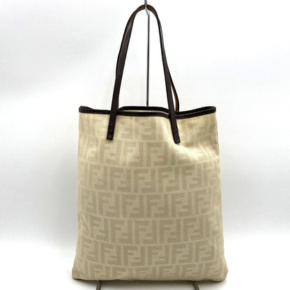 Fendi Zucca Tote Canvas Leather Beige Ivory — view 4