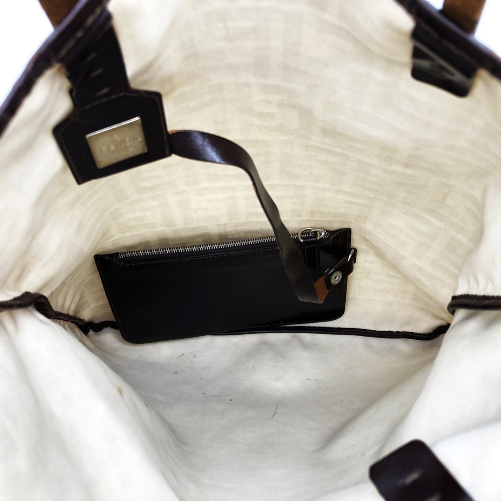 Fendi Zucca Tote Canvas Leather Beige Ivory — view 6