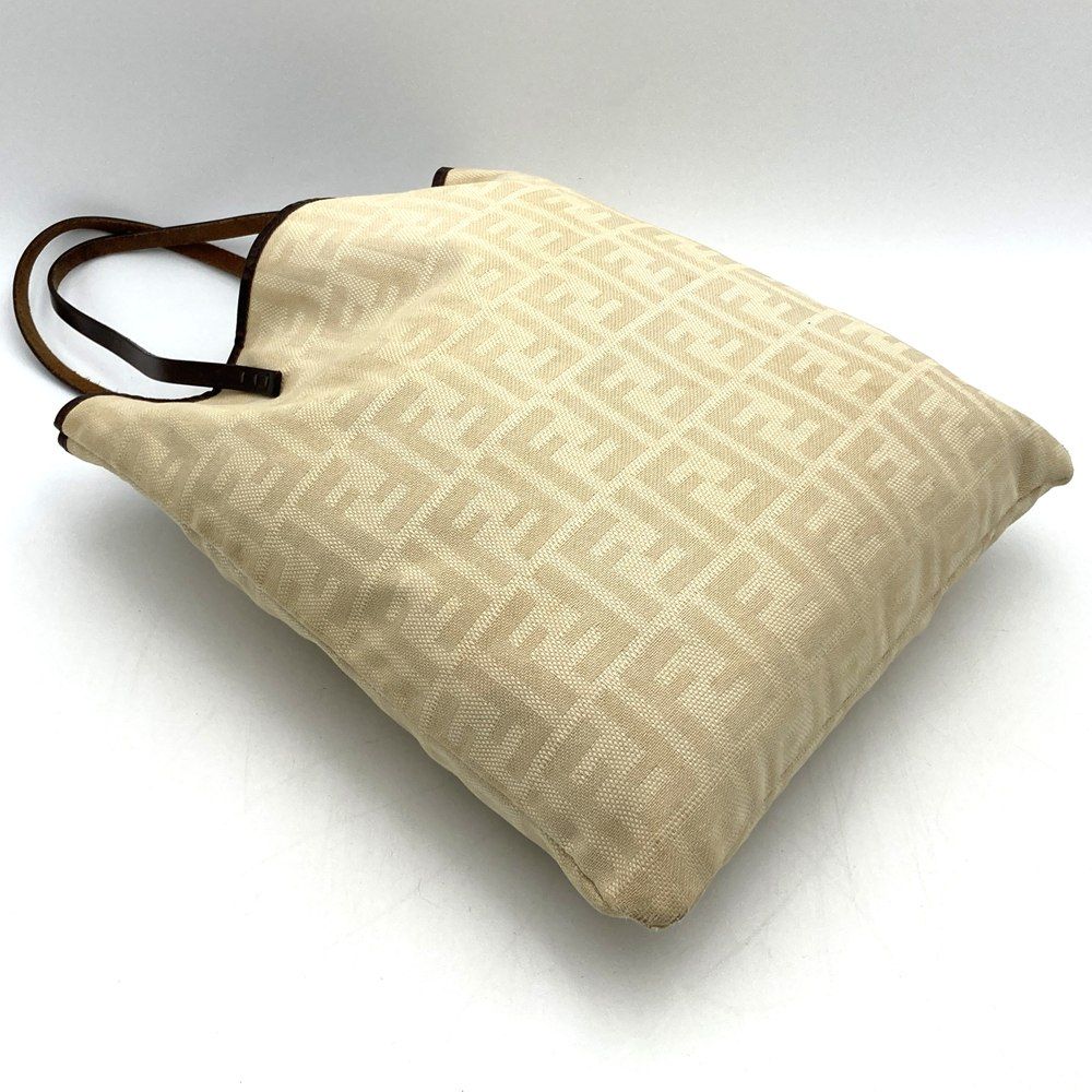 Fendi Zucca Tote Canvas Leather Beige Ivory — view 3