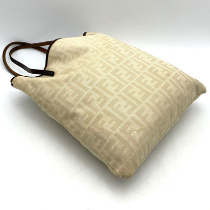 Fendi Zucca Tote Canvas Leather Beige Ivory — view 3