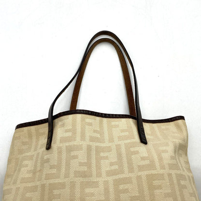 Fendi Zucca Tote Canvas Leather Beige Ivory — view 5
