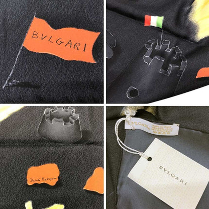 Bvlgari Silk Scarf Sandy Beach Seashell Scoop Black — view 3