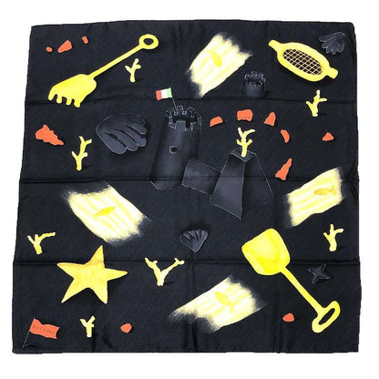 Bvlgari Silk Scarf Sandy Beach Seashell Scoop Black