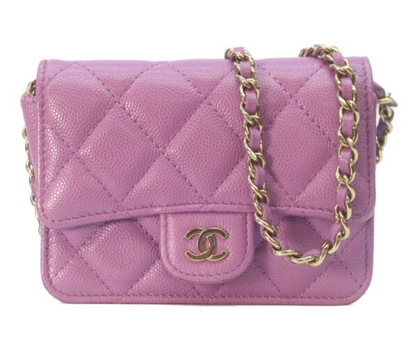 Chanel Mini Quilted Caviar Leather Chain Shoulder