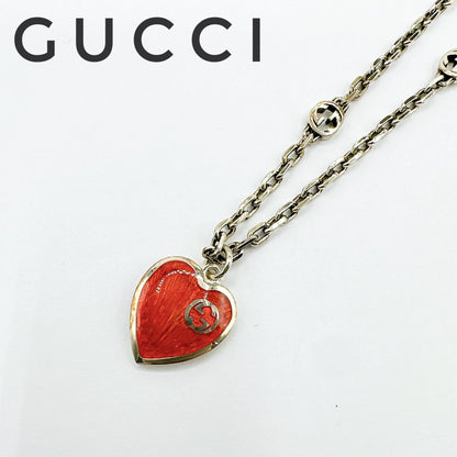 Gucci Interlocking Heart Silver Necklace 49 cm