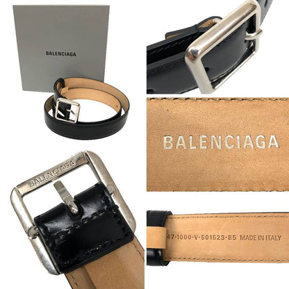 Balenciaga Square Buckle Leather Belt 85 Black New Vintage — view 3