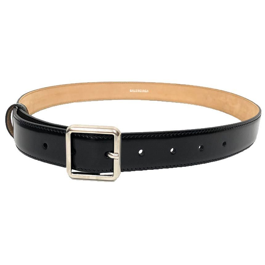 Balenciaga Square Buckle Leather Belt 85 Black New Vintage — view 2