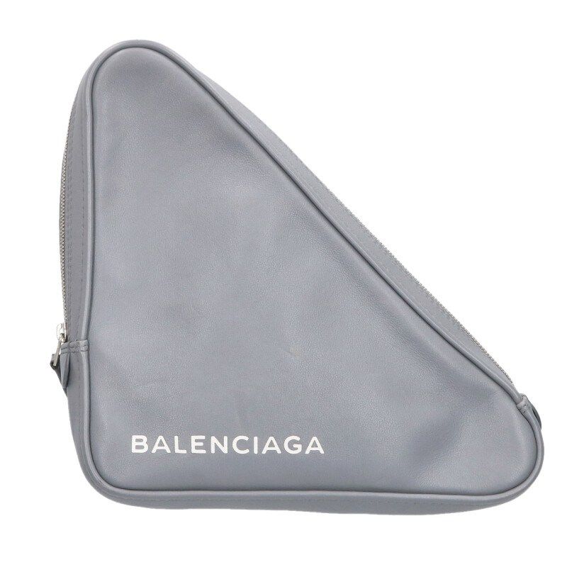 Balenciaga Triangle Logo Print Leather Clutch