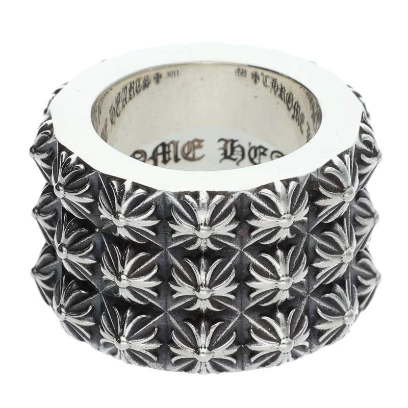 Chrome Hearts Pete Punk Triple Row Silver Ring