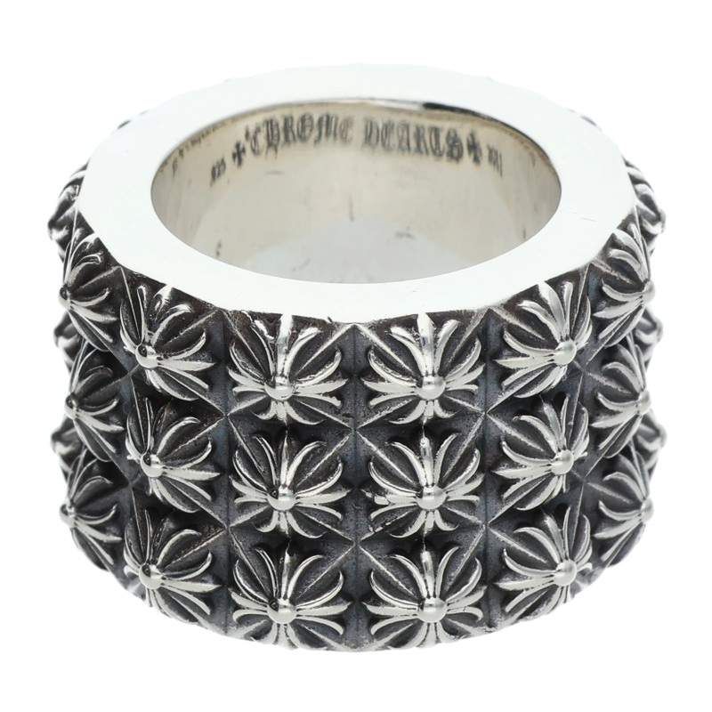 Chrome Hearts Pete Punk Triple Row Silver Ring — view 2