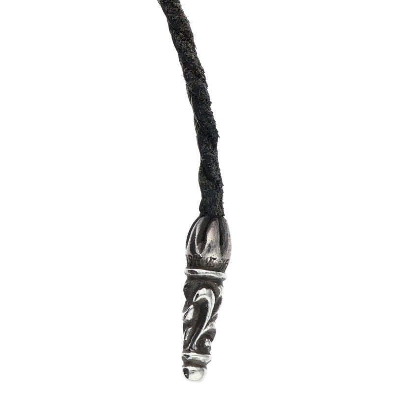Chrome Hearts Leather Braid Scroll Silver Necklace — view 4