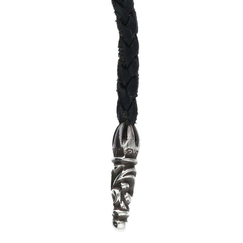 Chrome Hearts Leather Braid Scroll Silver Necklace — view 3
