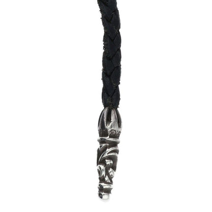 Chrome Hearts Leather Braid Scroll Silver Necklace — view 3