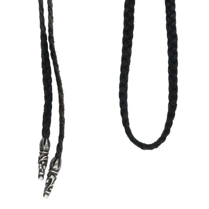 Chrome Hearts Leather Braid Scroll Silver Necklace