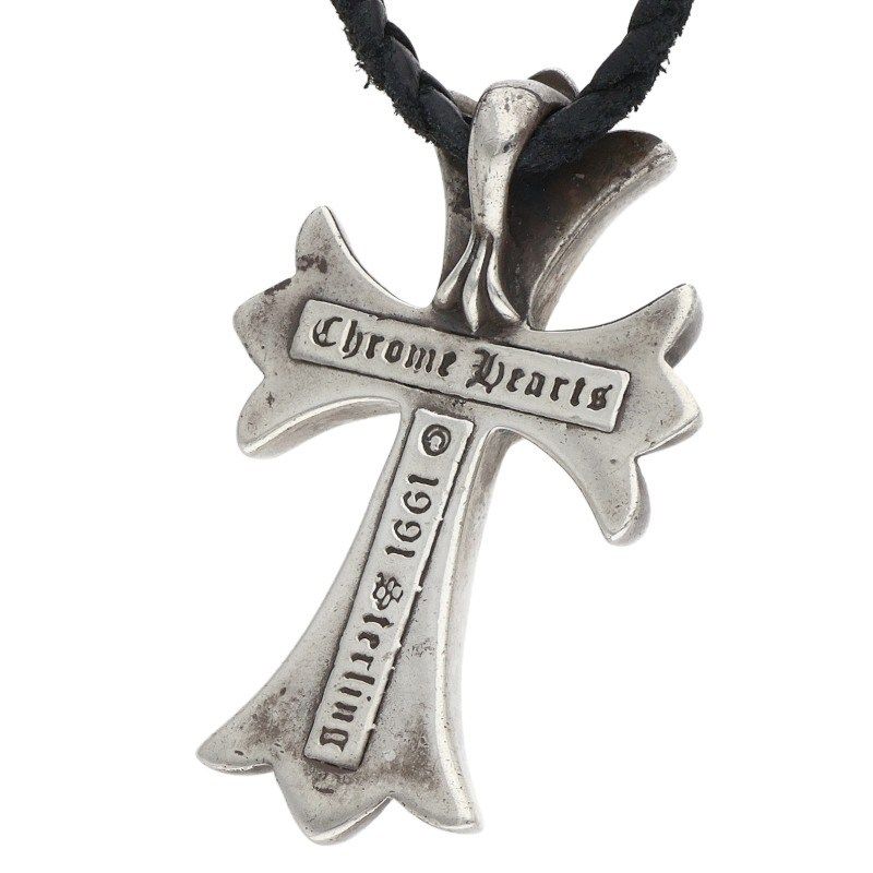 Chrome Hearts CH Crs Sml BC Small CH Cross Boro Chip Silver Necklace — view 3