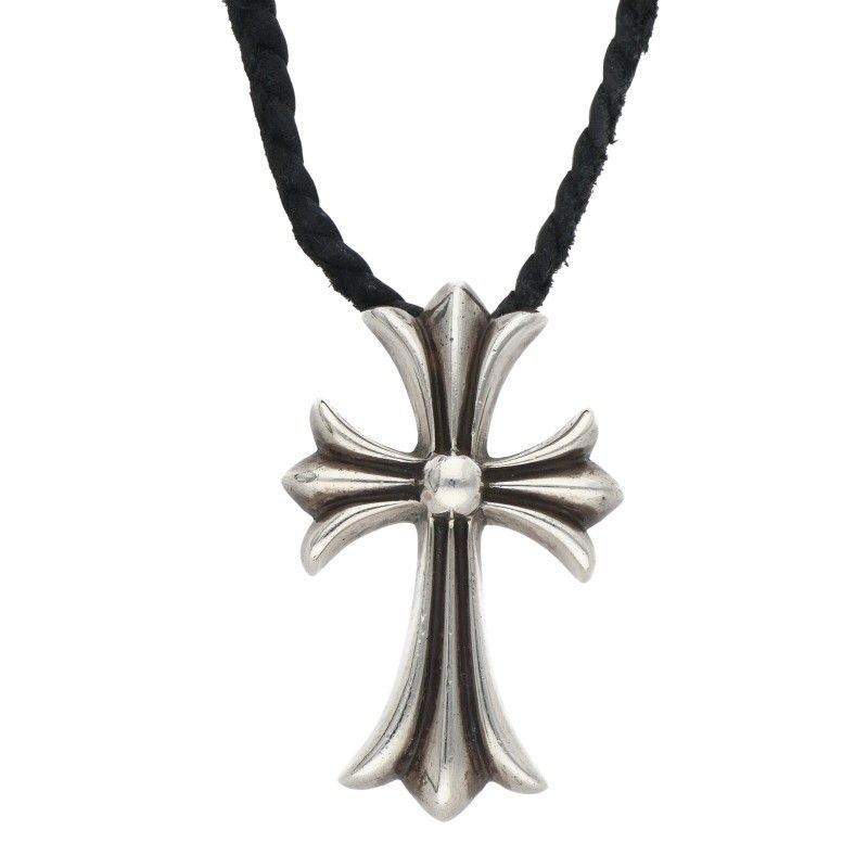 Chrome Hearts CH Crs Sml BC Small CH Cross Boro Chip Silver Necklace