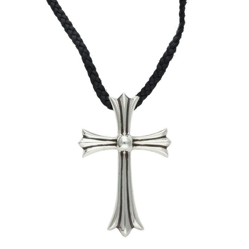 Chrome Hearts CH Crs LG BC Large CH Cross Boro Chip Silver Necklace