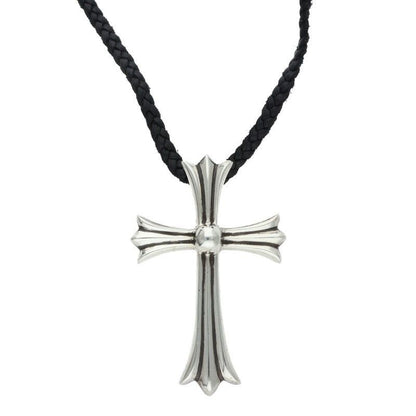 Chrome Hearts CH Crs LG BC Large CH Cross Boro Chip Silver Necklace