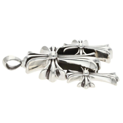 Chrome Hearts 3 CH Crs Sml Triple CH Cross Small Silver Pendant — view 4