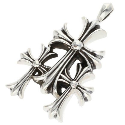 Chrome Hearts 3 CH Crs Sml Triple CH Cross Small Silver Pendant