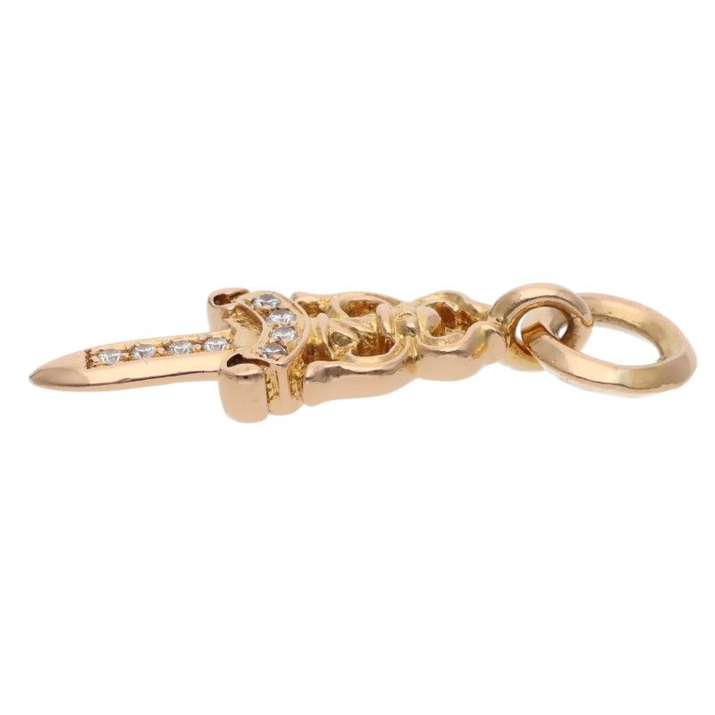 Chrome Hearts 22k P Dmnd Charm Pave Diamond Gold Pendant — view 5