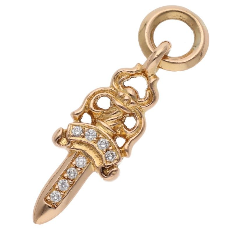 Chrome Hearts 22k P Dmnd Charm Pave Diamond Gold Pendant