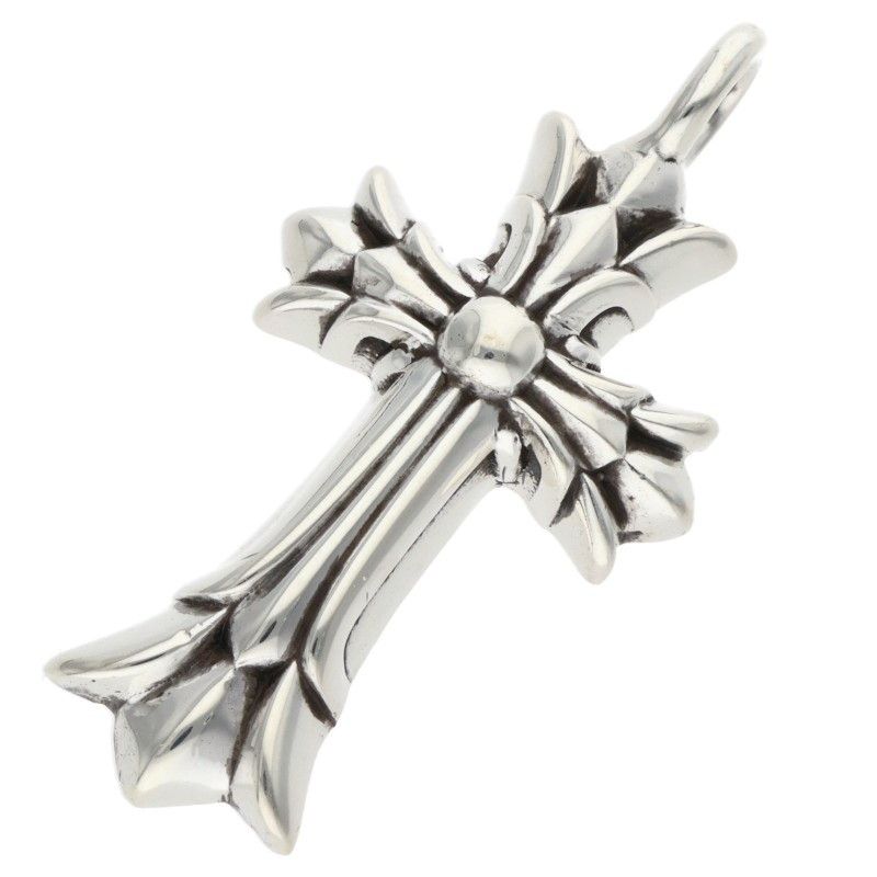 Chrome Hearts Dbl CH Crs Double CH Cross Charm Silver Pendant