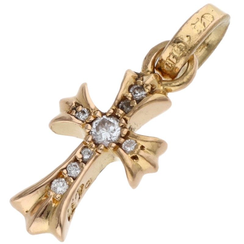 Chrome Hearts 22k Crs Baby Fat P Dmnd Fat Pave Diamond Charm Gold Pendant