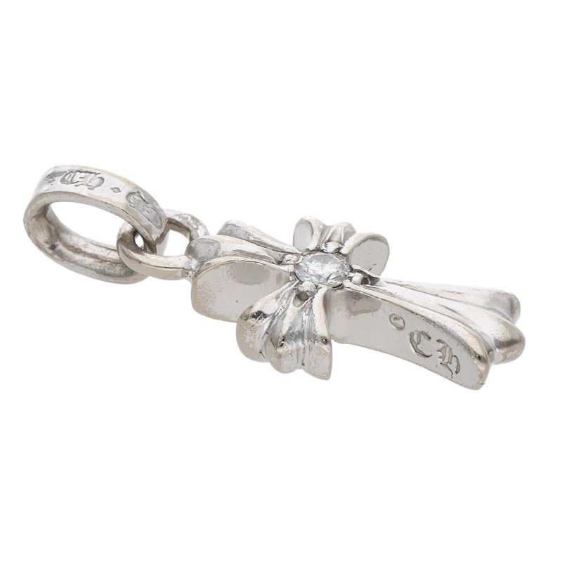 Chrome Hearts Crs Baby Fat Dmnd Fat Double Sided White Gold Pendant — view 3