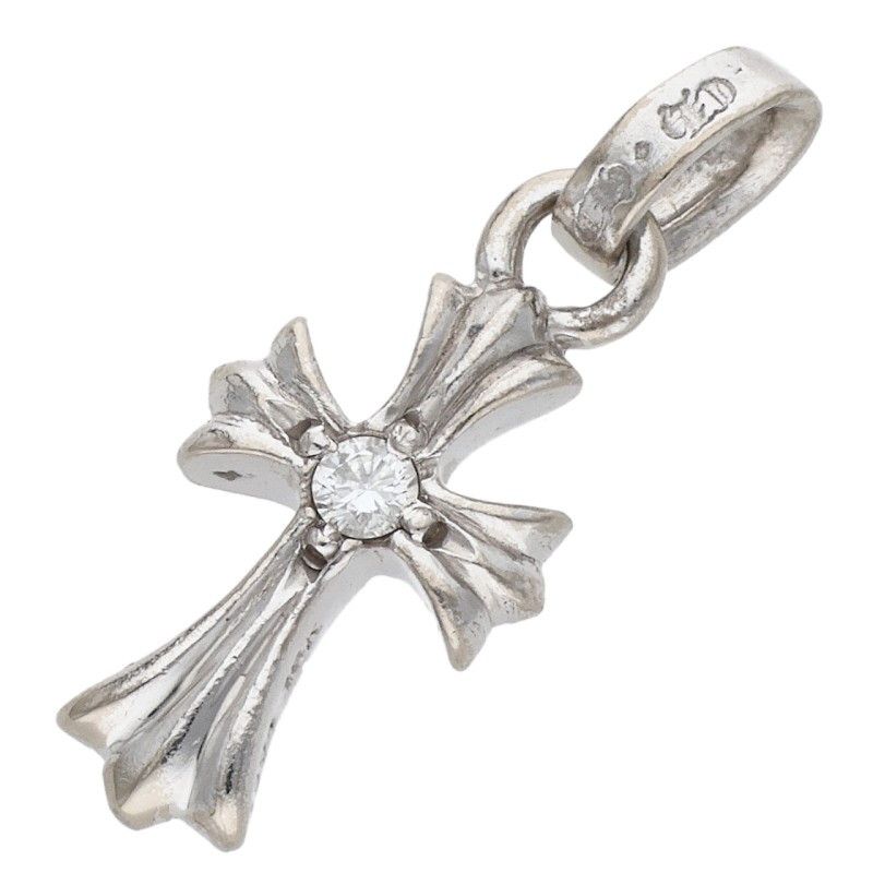 Chrome Hearts Crs Baby Fat Dmnd Fat Double Sided White Gold Pendant — view 2