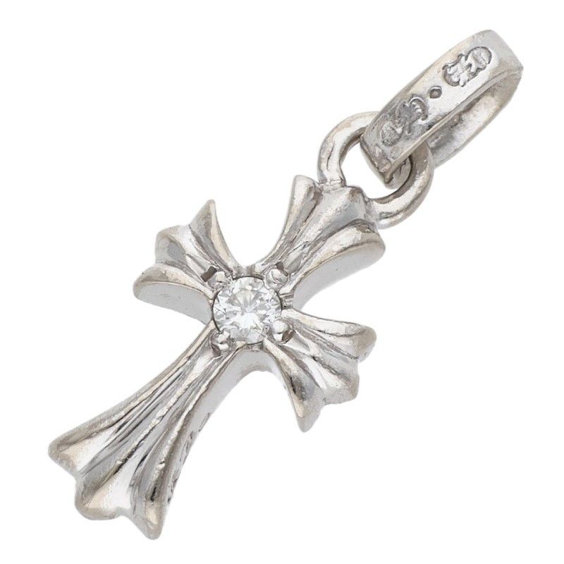 Chrome Hearts Crs Baby Fat Dmnd Fat Double Sided White Gold Pendant
