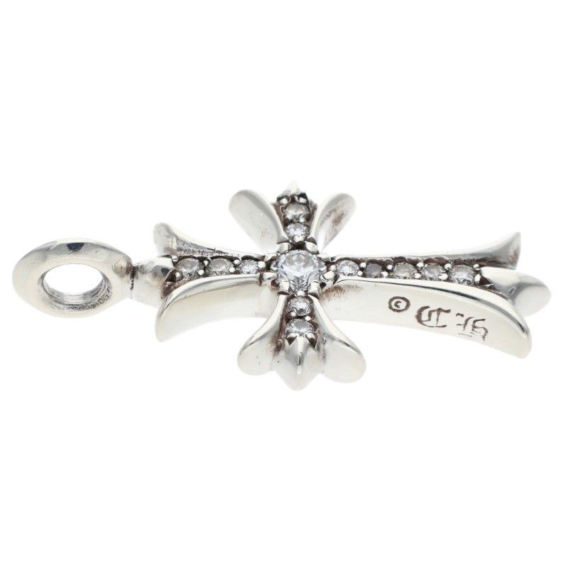 Chrome Hearts Tny Crsf P Dmnd Tiny Fat Cross Pave Diamond Pendant Silver — view 4
