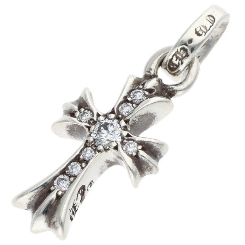 Chrome Hearts Crs Baby Fat P Dmnd Fat Pave Diamond Charm Silver Pendant