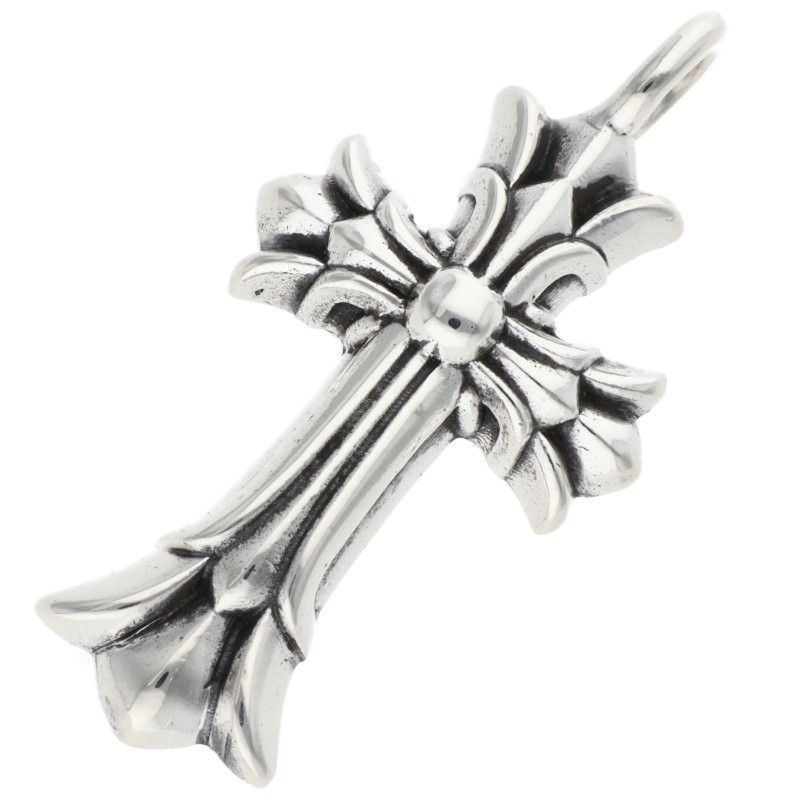 Chrome Hearts Dbl CH Crs Double CH Cross Silver Pendant