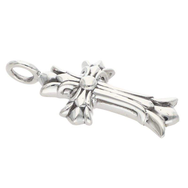 Chrome Hearts Dbl CH Crs Double CH Cross Silver Pendant — view 4