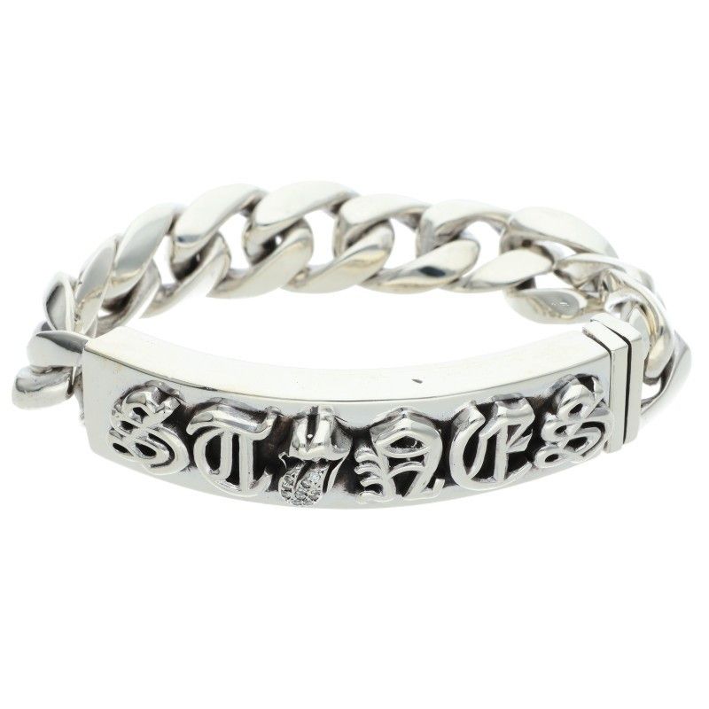 Chrome Hearts Lip and Tan ID Classic Diamond Silver Bracelet