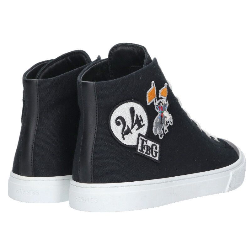 Hermes Irico Logo Embroidery Canvas High Cut Sneakers — view 2