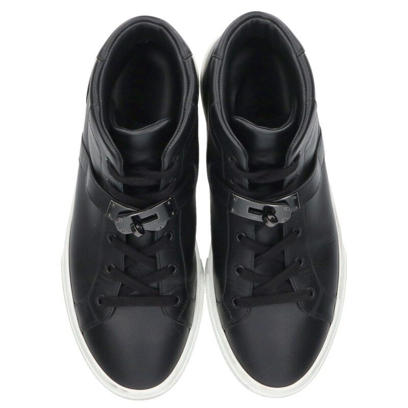 Hermes Daydream Kelly Buckle Leather High Cut Sneakers — view 4