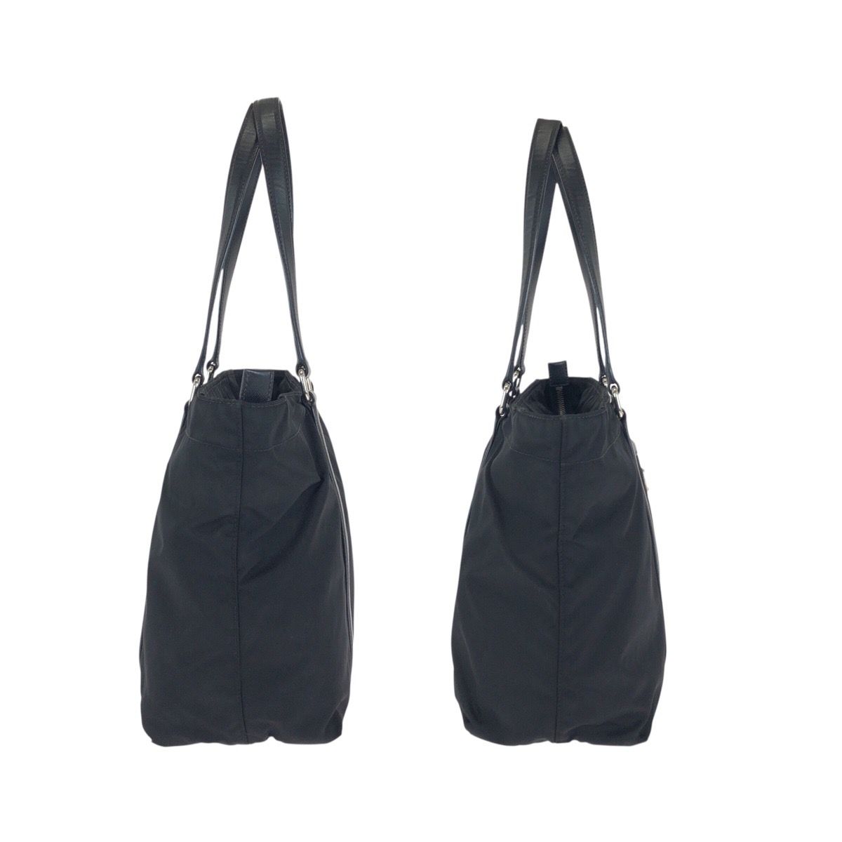 Prada Tessuto Saffiano Black Silver Nylon Leather Tote Shoulder — view 8
