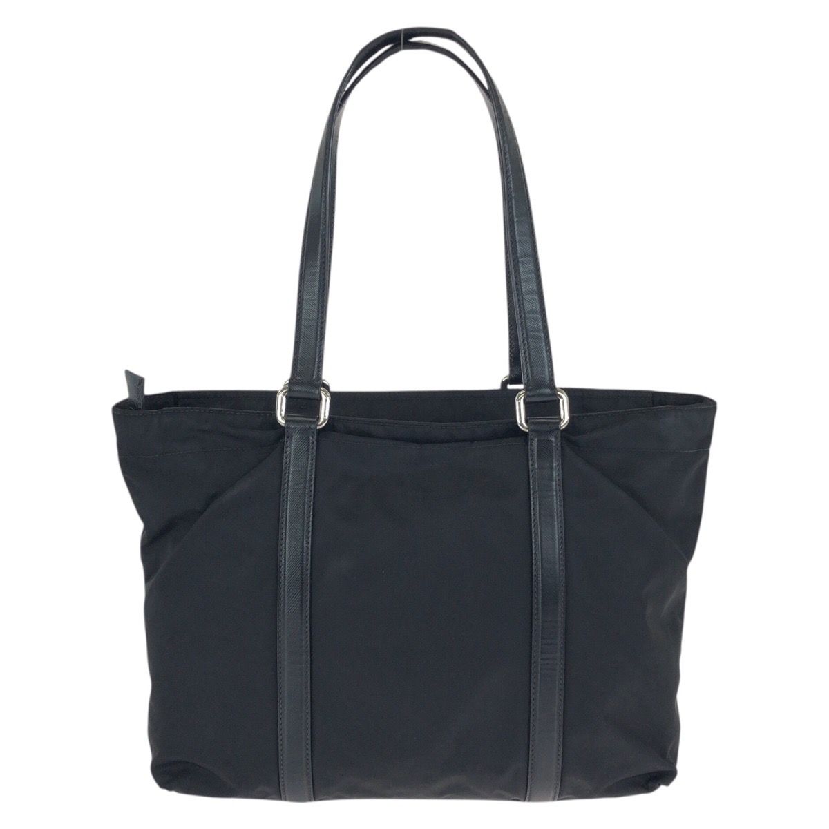Prada Tessuto Saffiano Black Silver Nylon Leather Tote Shoulder — view 2
